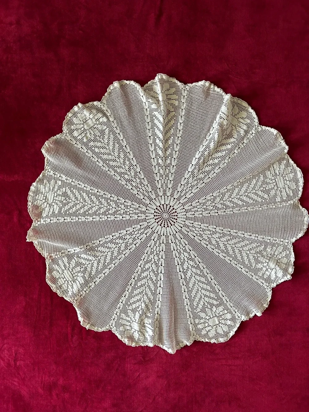 Vintage Crochet Round Tablecloth 34